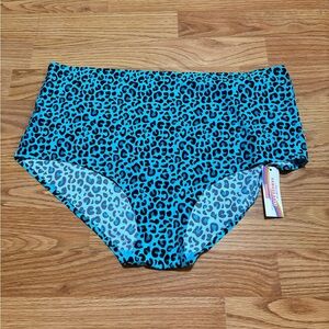 Cheek boss 4XL Blue Leopard Print High-Waisted Bikini Bottoms NWT